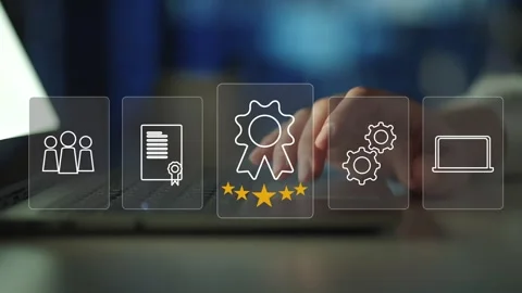 Certification and standardization process, iso certified business, Stock Footage 281718354