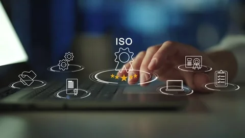 Certification and standardization process, iso certified business, Stock Footage 281718391