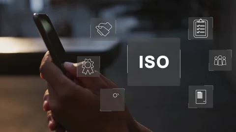 Certification and standardization process, iso certified business, Stock Footage 281718490