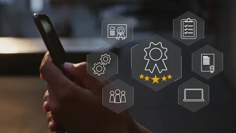 Certification and standardization process, iso certified business, Stock Footage 281718552