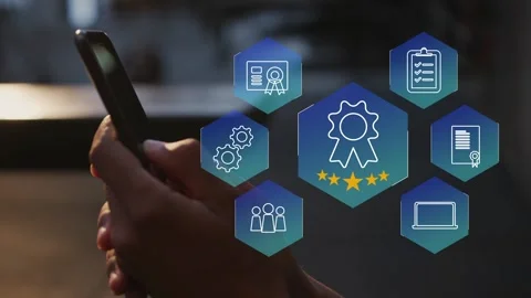 Certification and standardization process, iso certified business, Stock Footage 281718704