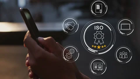 Certification and standardization process, iso certified business, Stock Footage 281718822