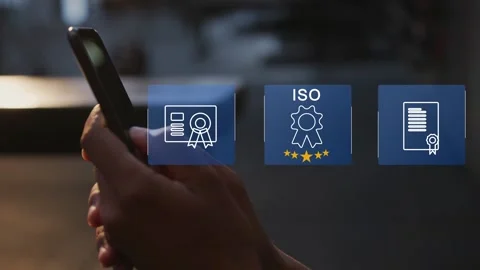 Certification and standardization process, iso certified business, Stock Footage 281718890