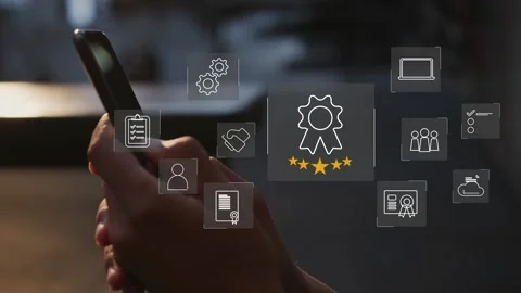 Certification and standardization process, iso certified business, Stock Footage 281718949