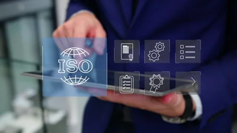 Certification and standardization process, iso certified business, Stock Footage 281719009