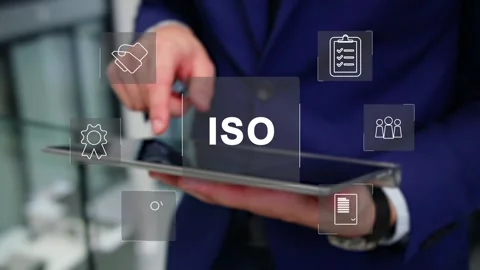 Certification and standardization process, iso certified business, Stock Footage 281719033