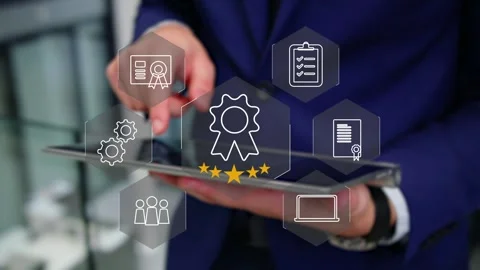 Certification and standardization process, iso certified business, Stock Footage 281719050