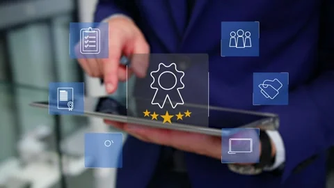 Certification and standardization process, iso certified business, Stock Footage 281719136