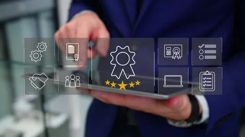 Certification and standardization process, iso certified business, Stock Footage 281719150