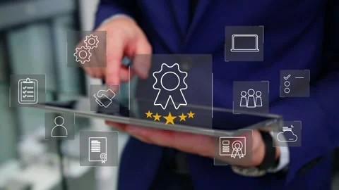 Certification and standardization process, iso certified business, Stock Footage 281719232