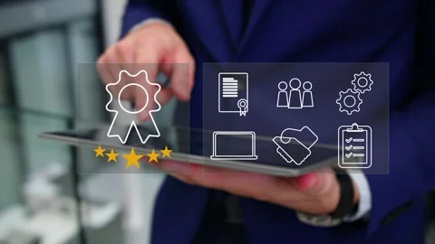 Certification and standardization process, iso certified business, Stock Footage 281719240