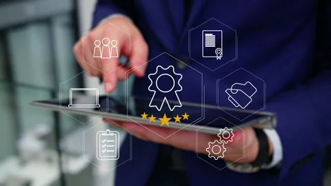 Certification and standardization process, iso certified business, Stock Footage 281719243