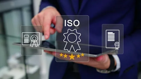 Certification and standardization process, iso certified business, Stock Footage 281719259