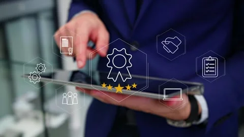 Certification and standardization process, iso certified business, Stock Footage 281719271