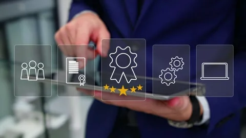 Certification and standardization process, iso certified business, Stock Footage 281719278