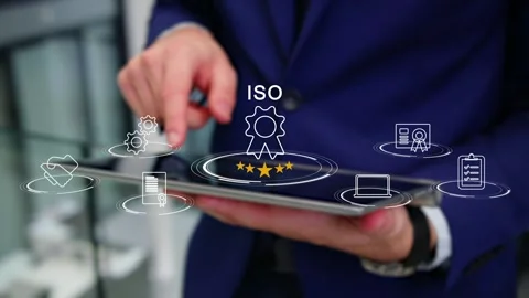 Certification and standardization process, iso certified business, Stock Footage 281719283