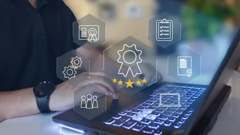 Certification and standardization process, iso certified business, Stock Footage 293189853