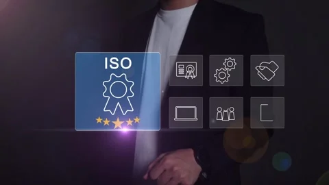 Certification and standardization process, iso certified business, Stock Footage 293190044