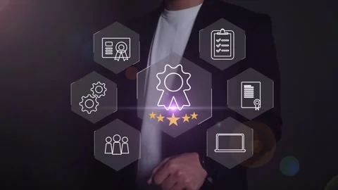 Certification and standardization process, iso certified business, Stock Footage 293190069