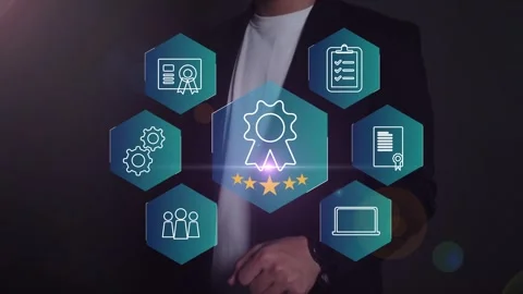 Certification and standardization process, iso certified business, Stock Footage 293190071