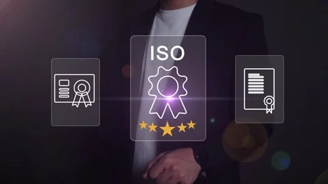 Certification and standardization process, iso certified business, Stock Footage 293190143