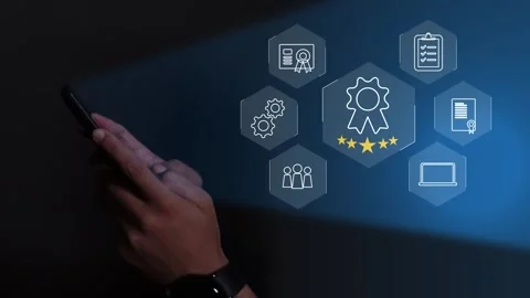 Certification and standardization process, iso certified business, Stock Footage 293190180
