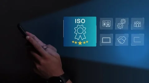 Certification and standardization process, iso certified business, Stock Footage 293190184