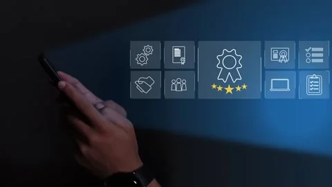Certification and standardization process, iso certified business, Stock Footage 293190240