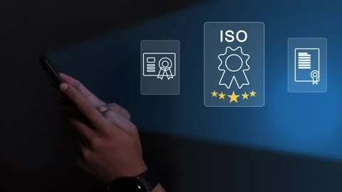 Certification and standardization process, iso certified business, Stock Footage 293190246