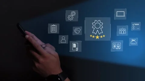 Certification and standardization process, iso certified business, Stock Footage 293190260