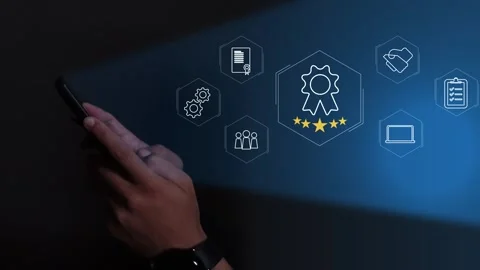 Certification and standardization process, iso certified business, Stock Footage 293190279