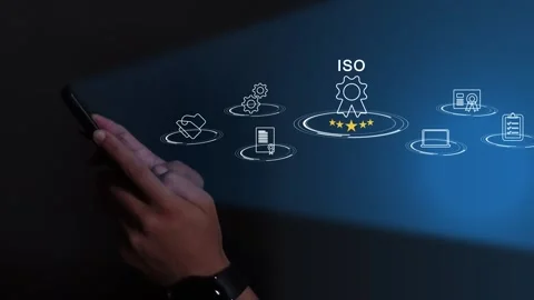 Certification and standardization process, iso certified business, Stock Footage 293190285