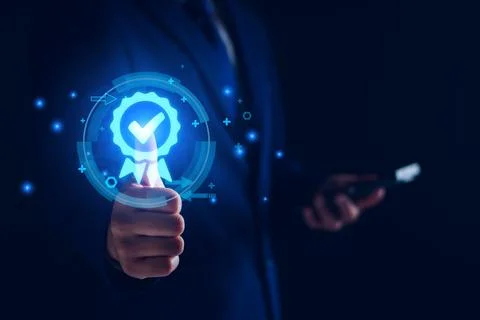 Certification and standardization process, iso certified business, conformity Stock Photos