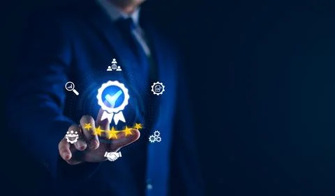 Certification and standardization process, iso certified business, conformity Stock Photos