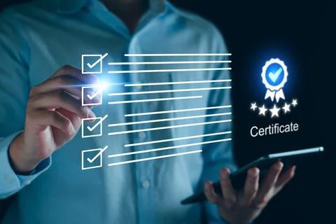 Certification and standardization process, iso certified business, conformi.. Stock Photos