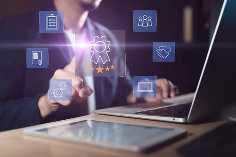 Certification and standardization process, iso-certified business, Stock Photos