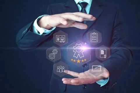 Certification and standardization process, iso-certified business, Stock Photos