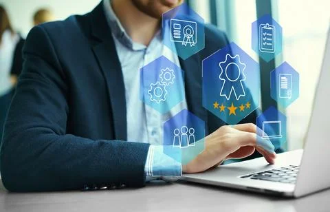 Certification and standardization process, iso-certified business, Stock Photos