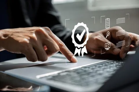Certification and standards evaluation process Stock Photos