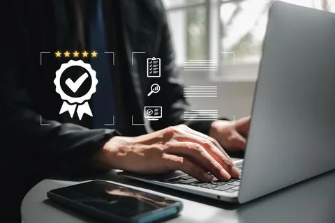 Certification and standards evaluation process Stock Photos