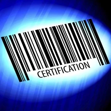 Certification, barcode with blue Background Illustrazione stock