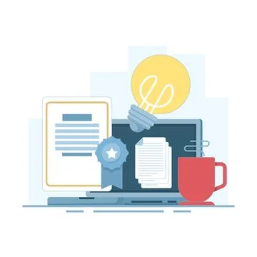 Certification concept, skills training seminar, online class or webinar Stock Illustration