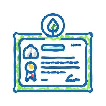 Certification green building icon doodle illustration Ilustración de archivo