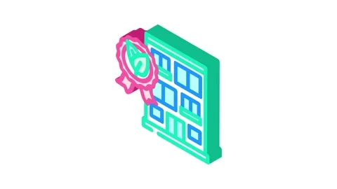 Certification green building isometric icon animation Stock Footage 327281541