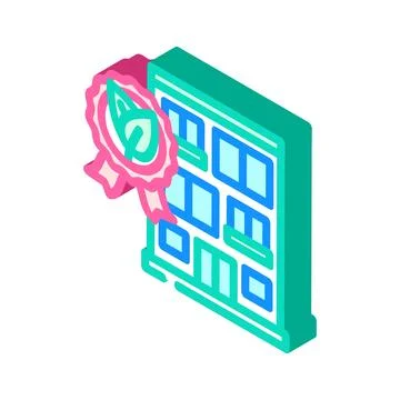 Certification green building isometric icon vector illustration Stock Illustration
