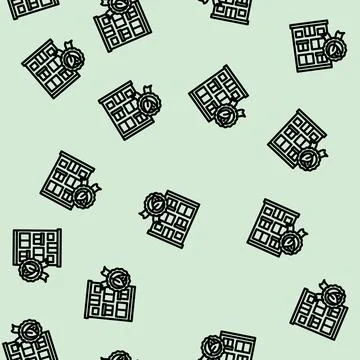 Certification green building line vector seamless pattern Stock Illustration