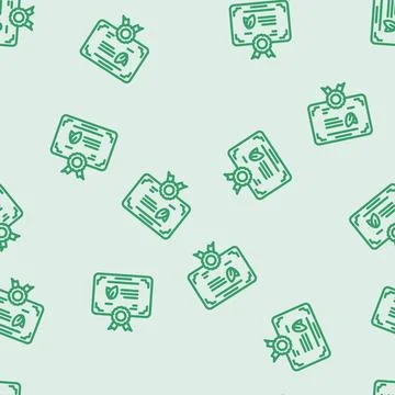 Certification green living line vector seamless pattern 스톡 일러스트