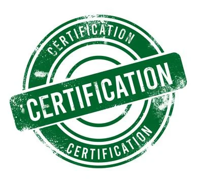 Certification - green round grunge button, stamp Stock Photos