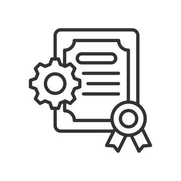Certification, icon in line design. Certification, Accreditation, Compliance Stock Illustration