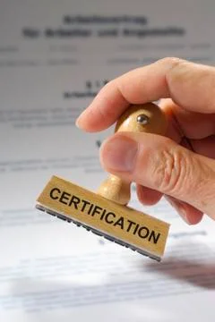 Certification printed on rubber stamp Foto stock